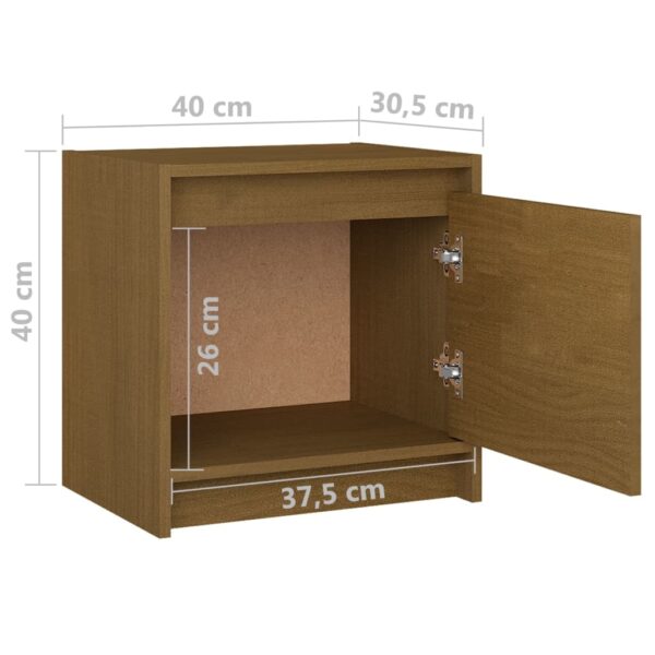 vidaXL Bedside Cabinets 2 pcs Honey Brown 15.7"x12"x15.7" Solid Pinewood - Image 10