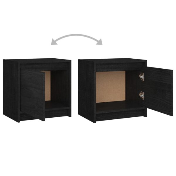 vidaXL Bedside Cabinets 2 pcs Black 15.7"x12"x15.7" Solid Pinewood - Image 8