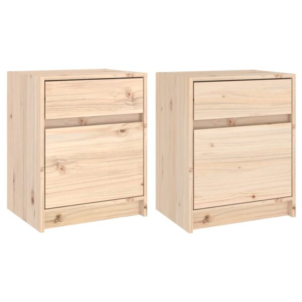 vidaXL Bedside Cabinets 2 pcs 15.7"x12.2"x19.7" Solid Wood Pine - Image 2