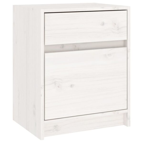 vidaXL Bedside Cabinet White 15.7"x12.2"x19.7" Solid Wood Pine - Image 2