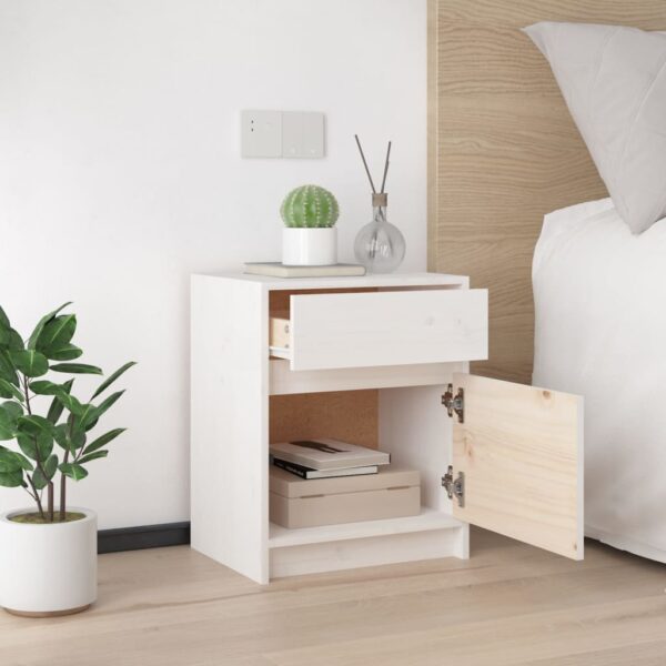 vidaXL Bedside Cabinet White 15.7"x12.2"x19.7" Solid Wood Pine - Image 4