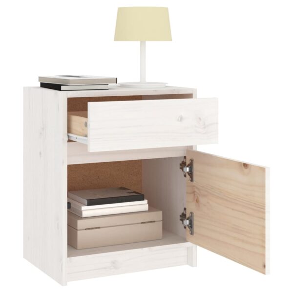 vidaXL Bedside Cabinet White 15.7"x12.2"x19.7" Solid Wood Pine - Image 5