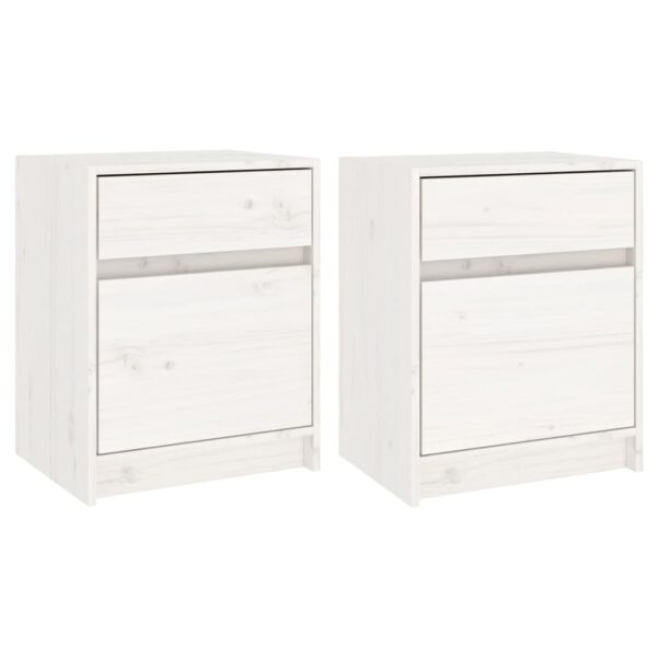 vidaXL Bedside Cabinets 2 pcs White 15.7"x12.2"x19.7" Solid Pinewood - Image 2