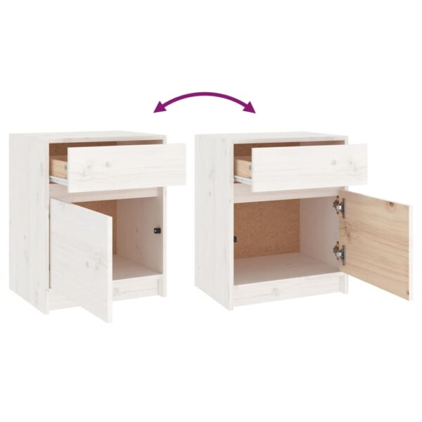 vidaXL Bedside Cabinets 2 pcs White 15.7"x12.2"x19.7" Solid Pinewood - Image 10