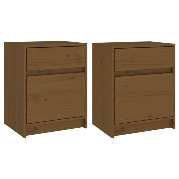 vidaXL Bedside Cabinets 2 pcs Honey Brown 15.7"x12.2"x19.7" Solid Wood Pine - Image 2