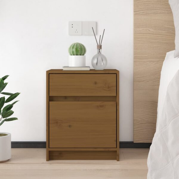 vidaXL Bedside Cabinets 2 pcs Honey Brown 15.7"x12.2"x19.7" Solid Wood Pine - Image 3