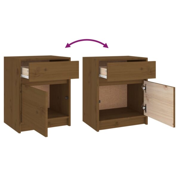 vidaXL Bedside Cabinets 2 pcs Honey Brown 15.7"x12.2"x19.7" Solid Wood Pine - Image 10