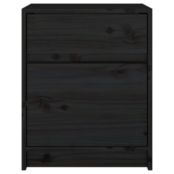 vidaXL Bedside Cabinet Black 15.7"x12.2"x19.7" Solid Wood Pine - Image 7