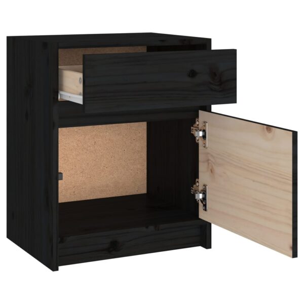 vidaXL Bedside Cabinets 2 pcs Black 15.7"x12.2"x19.7" Solid Pinewood - Image 6