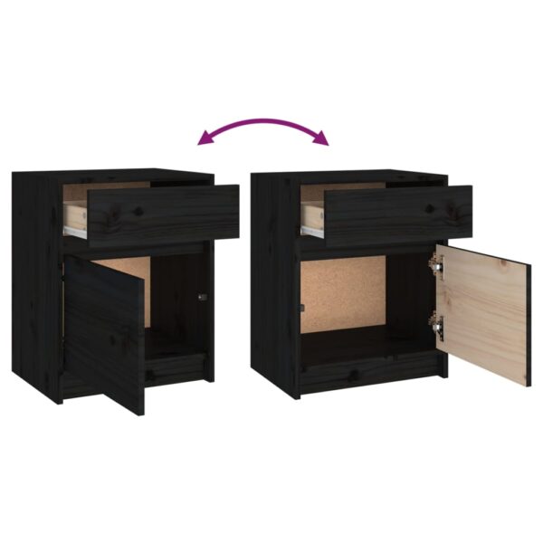 vidaXL Bedside Cabinets 2 pcs Black 15.7"x12.2"x19.7" Solid Pinewood - Image 10