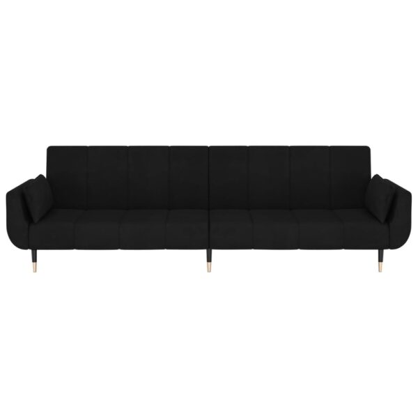 vidaXL 2-Seater Sofa Bed with Two Pillows Black Velvet - Image 5