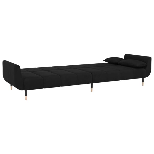 vidaXL 2-Seater Sofa Bed with Two Pillows Black Velvet - Image 8