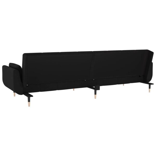 vidaXL 2-Seater Sofa Bed with Two Pillows Black Velvet - Image 9