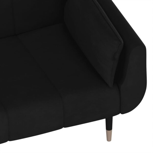 vidaXL 2-Seater Sofa Bed with Two Pillows Black Velvet - Image 11