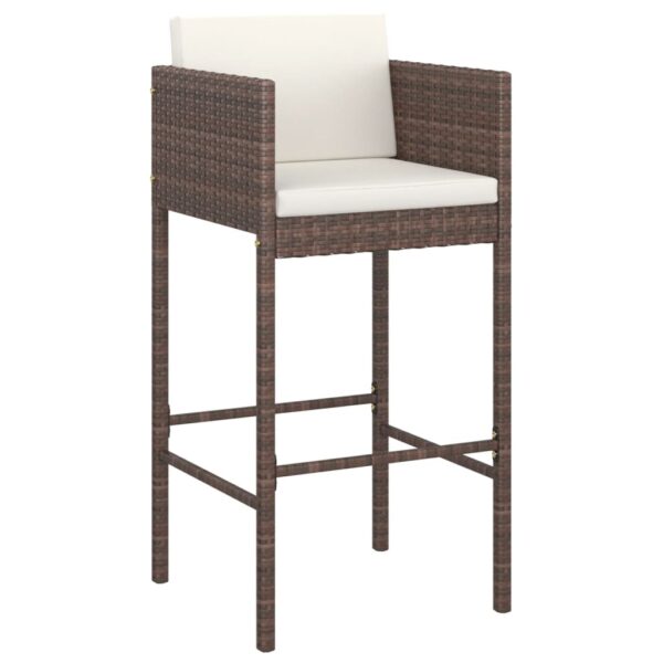 vidaXL Bar Stools 4 pcs with Cushions Brown Poly Rattan - Image 3