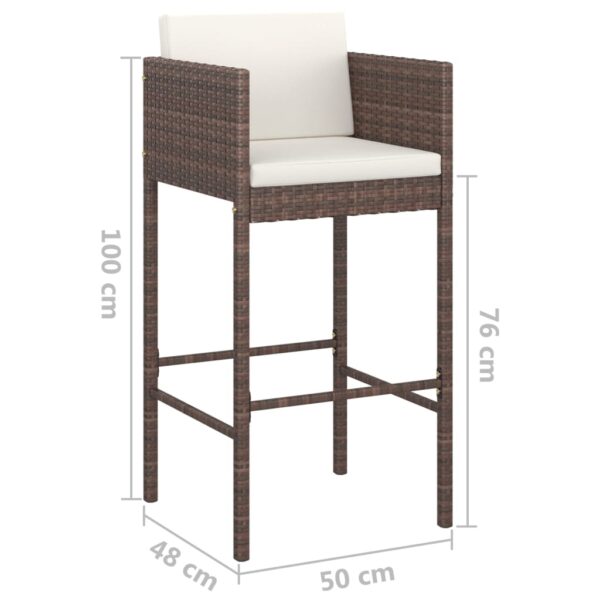 vidaXL Bar Stools 4 pcs with Cushions Brown Poly Rattan - Image 7