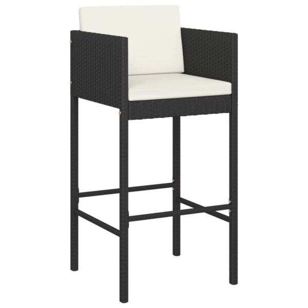 vidaXL Bar Stools 4 pcs with Cushions Black Poly Rattan - Image 3