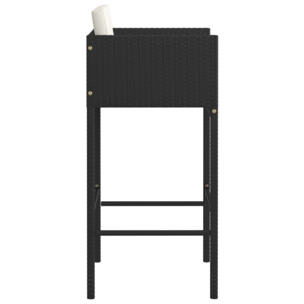 vidaXL Bar Stools 4 pcs with Cushions Black Poly Rattan - Image 5