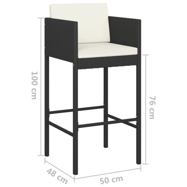 vidaXL Bar Stools 4 pcs with Cushions Black Poly Rattan - Image 7