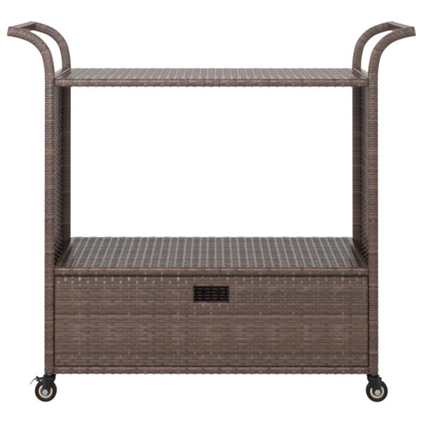 vidaXL Bar Cart with Drawer Brown 39.4"x17.7"x38.2" Poly Rattan - Image 3