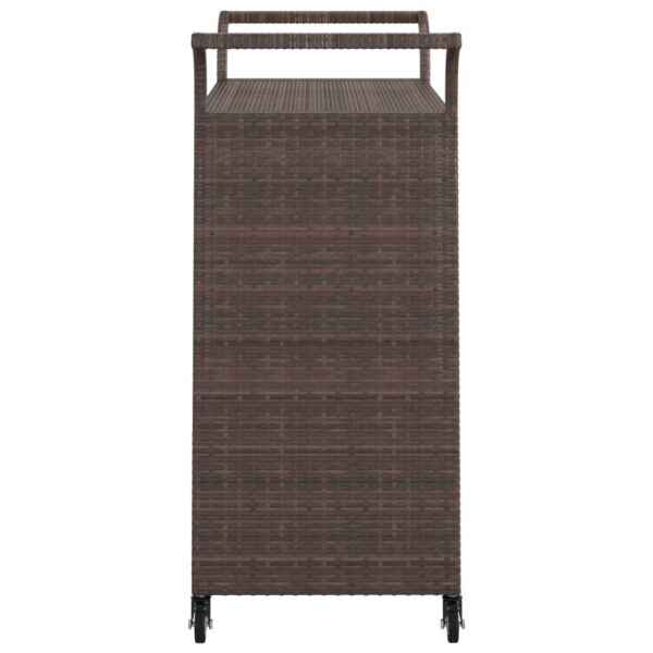 vidaXL Bar Cart with Drawer Brown 39.4"x17.7"x38.2" Poly Rattan - Image 5