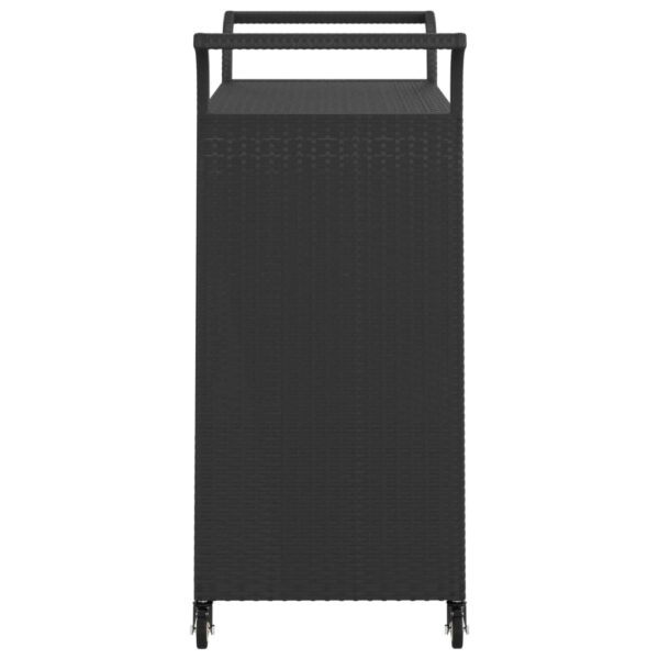 vidaXL Bar Cart with Drawer Black 39.4"x17.7"x38.2" Poly Rattan - Image 5