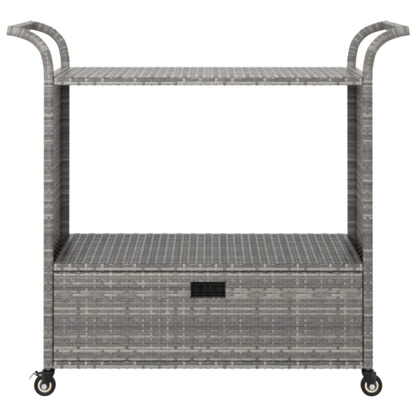 vidaXL Bar Cart with Drawer Gray 39.4"x17.7"x38.2" Poly Rattan - Image 3