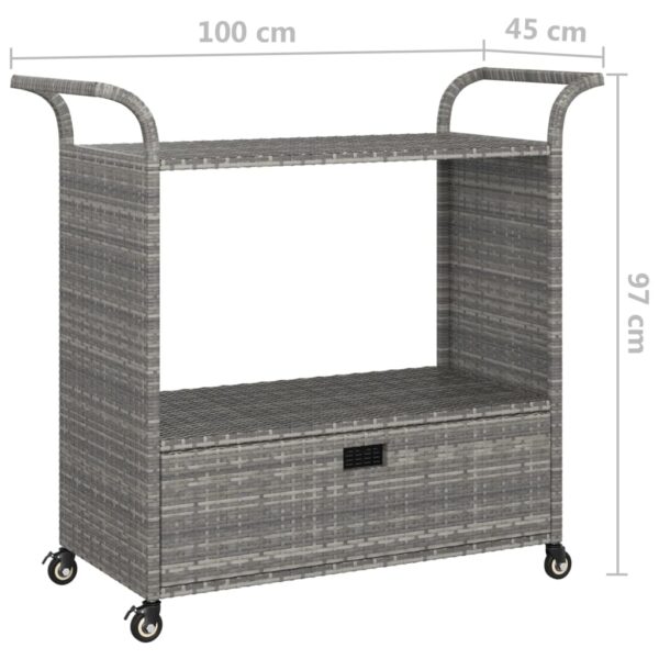 vidaXL Bar Cart with Drawer Gray 39.4"x17.7"x38.2" Poly Rattan - Image 7