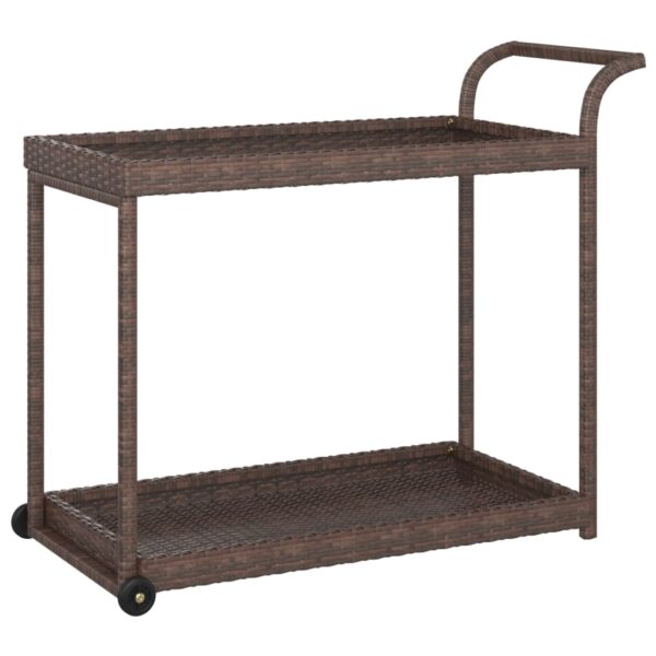 vidaXL Bar Cart Brown 39.4"x17.7"x32.7" Poly Rattan - Image 2