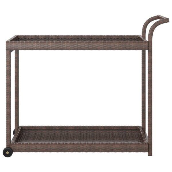 vidaXL Bar Cart Brown 39.4"x17.7"x32.7" Poly Rattan - Image 3