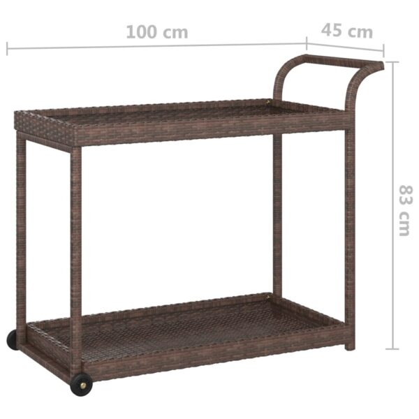 vidaXL Bar Cart Brown 39.4"x17.7"x32.7" Poly Rattan - Image 6