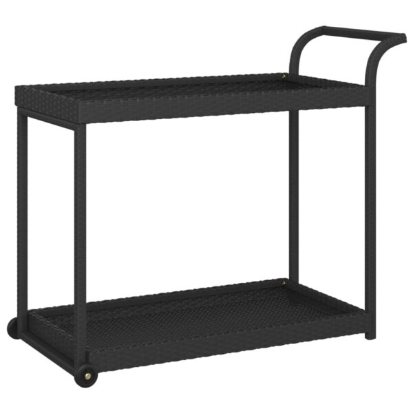 vidaXL Bar Cart Black 39.4"x17.7"x32.7" Poly Rattan - Image 2