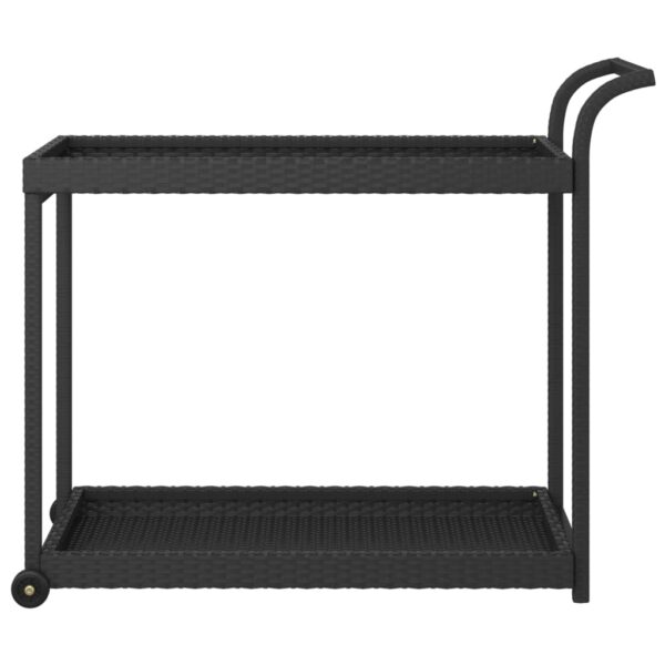 vidaXL Bar Cart Black 39.4"x17.7"x32.7" Poly Rattan - Image 3