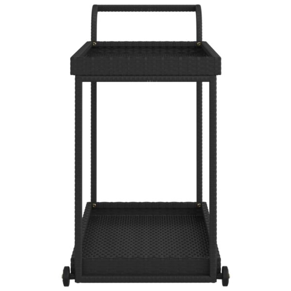 vidaXL Bar Cart Black 39.4"x17.7"x32.7" Poly Rattan - Image 4