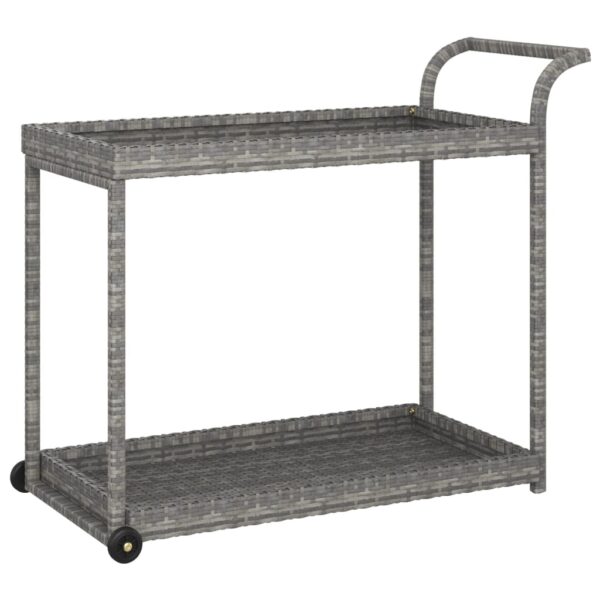 vidaXL Bar Cart Gray 39.4"x17.7"x32.7" Poly Rattan - Image 2