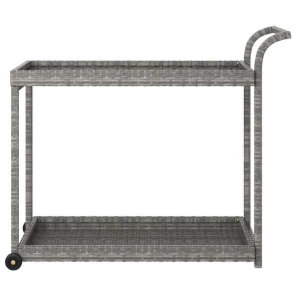 vidaXL Bar Cart Gray 39.4"x17.7"x32.7" Poly Rattan - Image 3