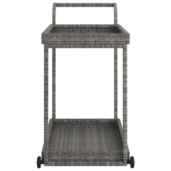 vidaXL Bar Cart Gray 39.4"x17.7"x32.7" Poly Rattan - Image 4