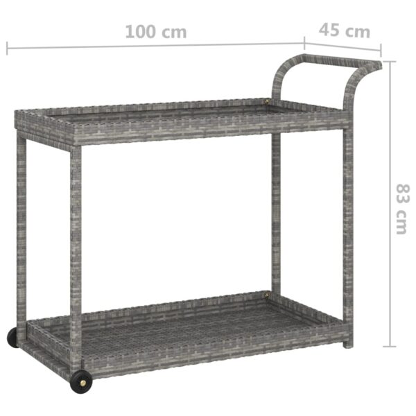 vidaXL Bar Cart Gray 39.4"x17.7"x32.7" Poly Rattan - Image 6