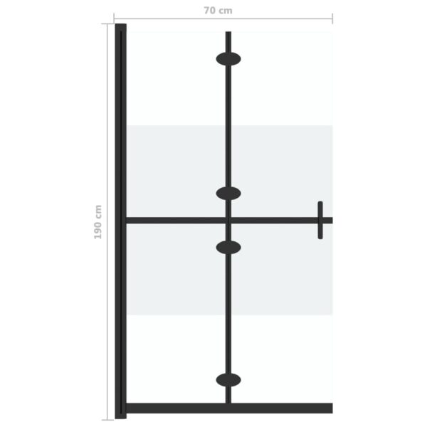 vidaXL Foldable Walk-in Shower Wall Half Frosted ESG Glass 27.6"x74.8" - Image 7