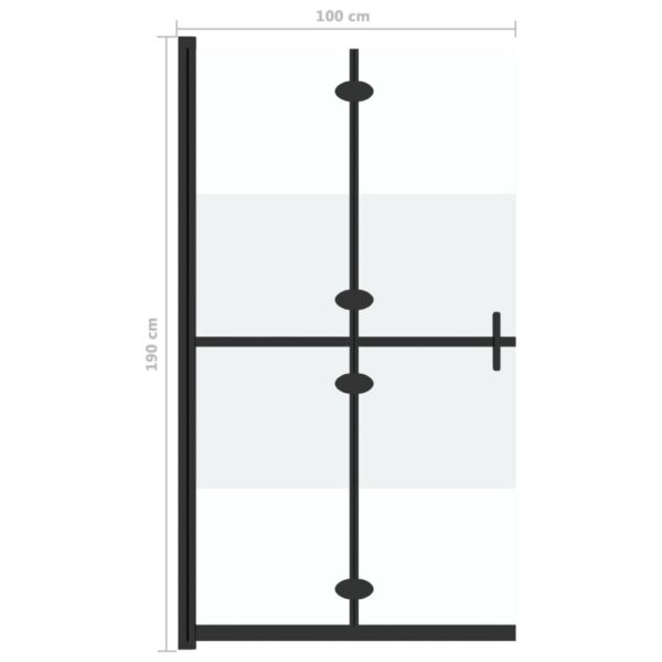 vidaXL Foldable Walk-in Shower Wall Half Frosted ESG Glass 39.4"x74.8" - Image 7