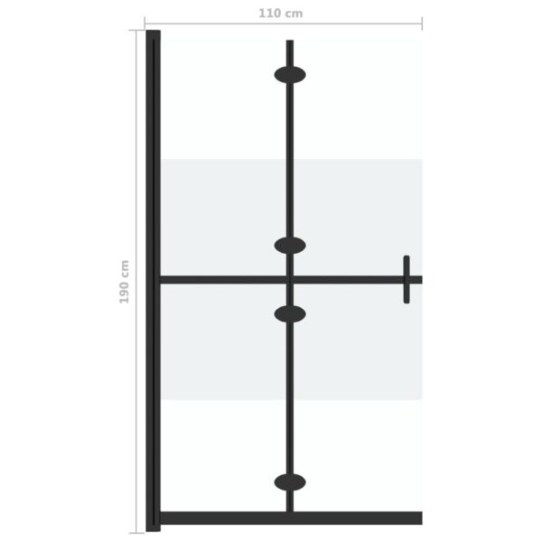 vidaXL Foldable Walk-in Shower Wall Half Frosted ESG Glass 43.3"x74.8" - Image 7