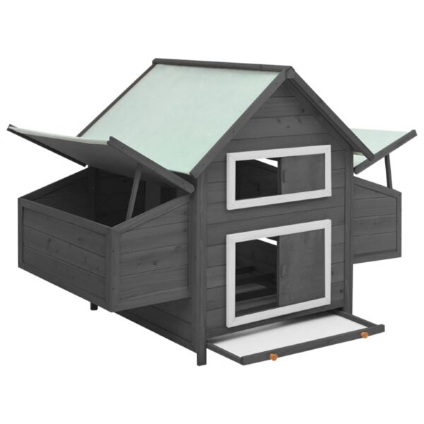 vidaXL Chicken Coop Gray and White 59.8"x37.7"x43.3" Solid Firwood - Image 2