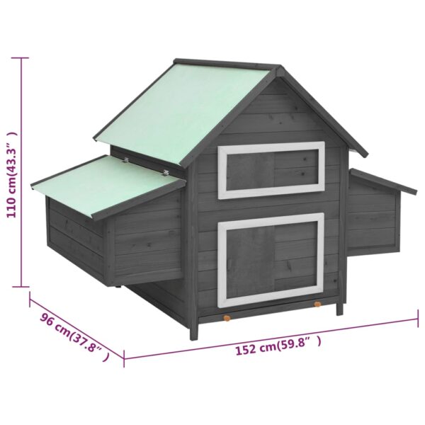 vidaXL Chicken Coop Gray and White 59.8"x37.7"x43.3" Solid Firwood - Image 8