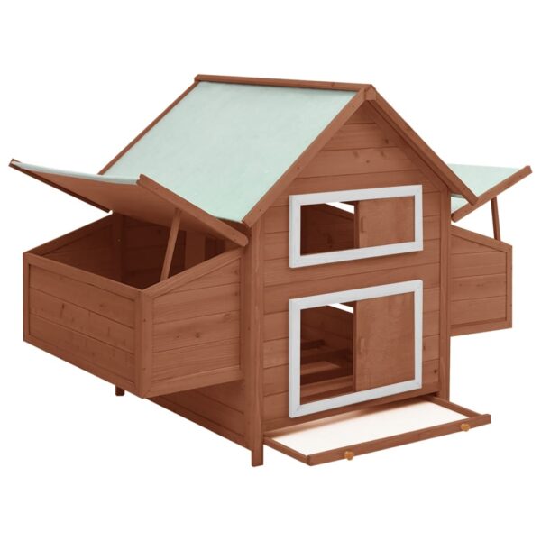 vidaXL Chicken Coop Mocha and White 59.8"x37.7"x43.3" Solid Firwood - Image 2