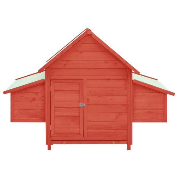 vidaXL Chicken Coop Red and White 59.8"x37.7"x43.3" Solid Firwood - Image 3