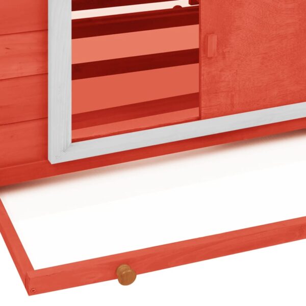 vidaXL Chicken Coop Red and White 59.8"x37.7"x43.3" Solid Firwood - Image 5