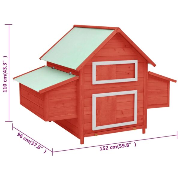 vidaXL Chicken Coop Red and White 59.8"x37.7"x43.3" Solid Firwood - Image 8