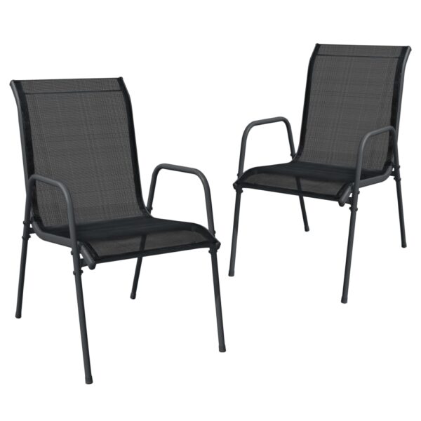 vidaXL Patio Chairs 2 pcs Steel and Textilene Black - Image 2