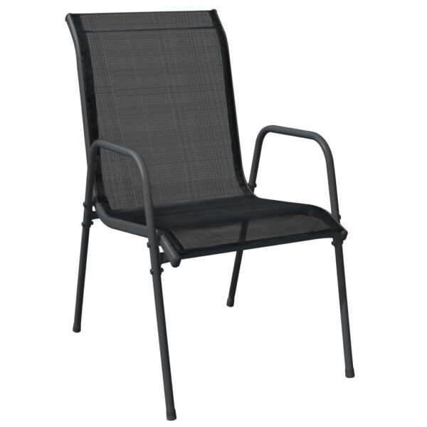 vidaXL Patio Chairs 2 pcs Steel and Textilene Black - Image 3