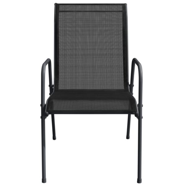 vidaXL Patio Chairs 2 pcs Steel and Textilene Black - Image 4